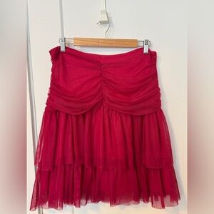 Anthropologie Vibrant Pink Tiered Tulle Skirt - size 12